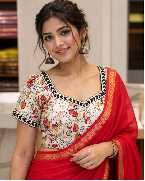 White Blouse with Kantha work