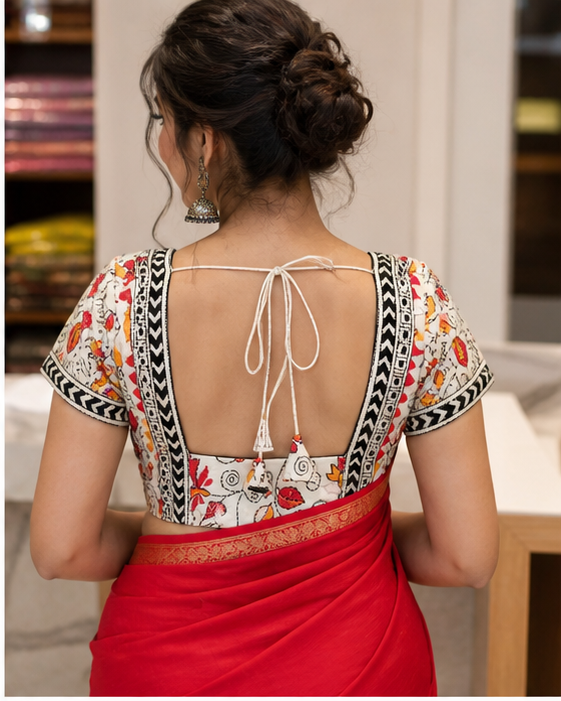 White Blouse with Kantha work - View 2