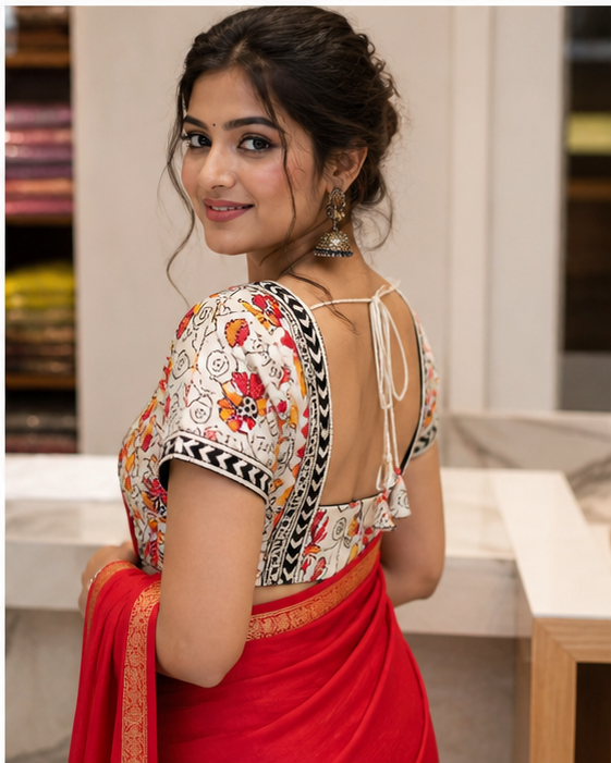 White Blouse with Kantha work - View 4