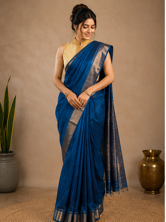 MANGALGIRI PATTU SAMLL BORDER SAREE - View 2