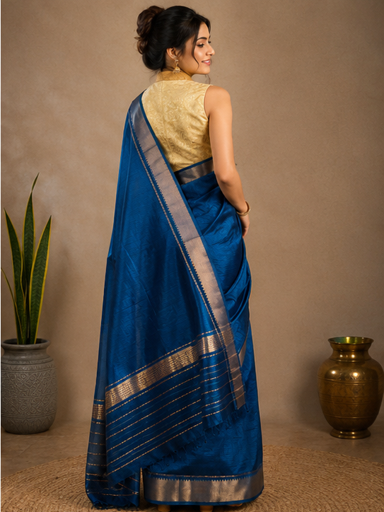 MANGALGIRI PATTU SAMLL BORDER SAREE - View 3