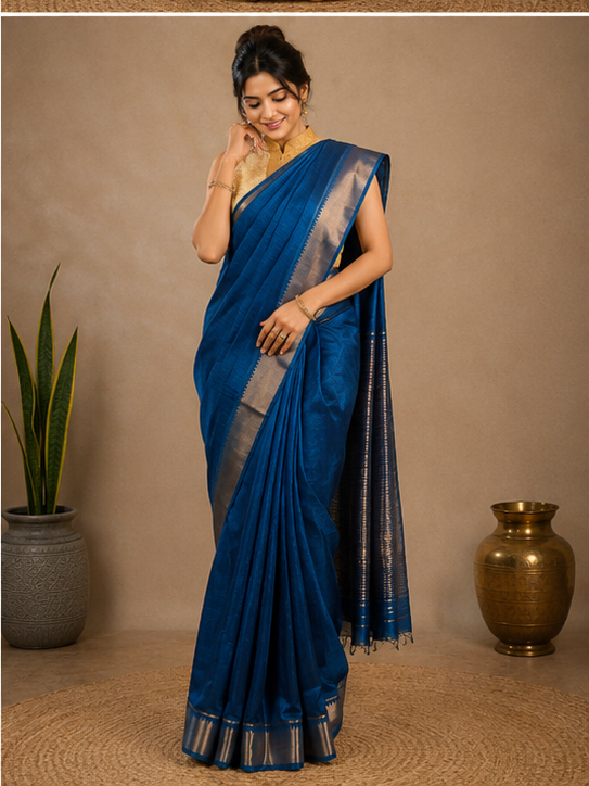 MANGALGIRI PATTU SAMLL BORDER SAREE - View 4