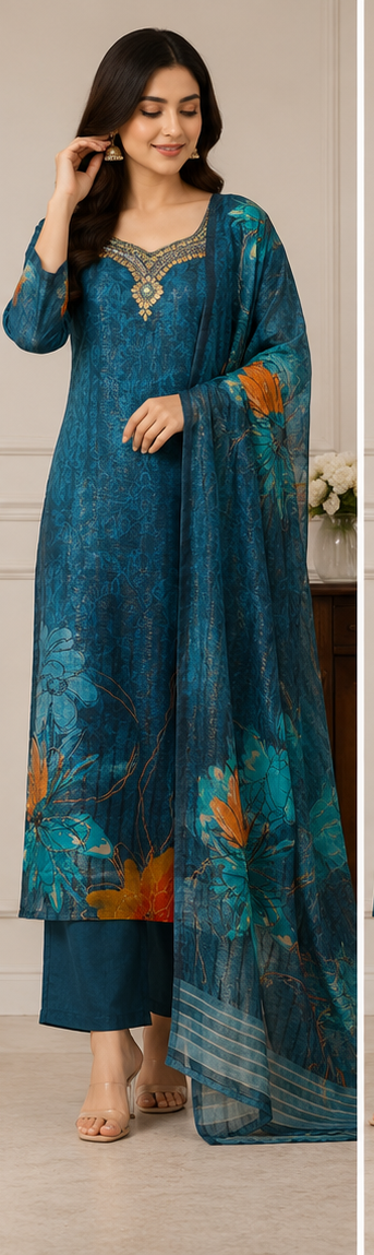 Hand Embroidery Kurti pant 3pc Set - View 2