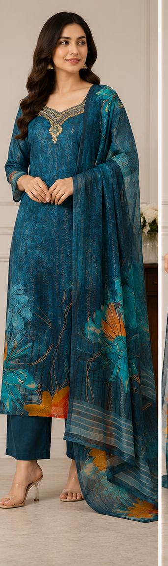Hand Embroidery Kurti pant 3pc Set - View 3