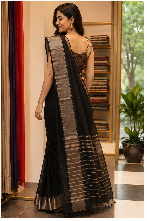 MANGALGIRI PATTU 150K GOLD BORDER SAREE - View 3