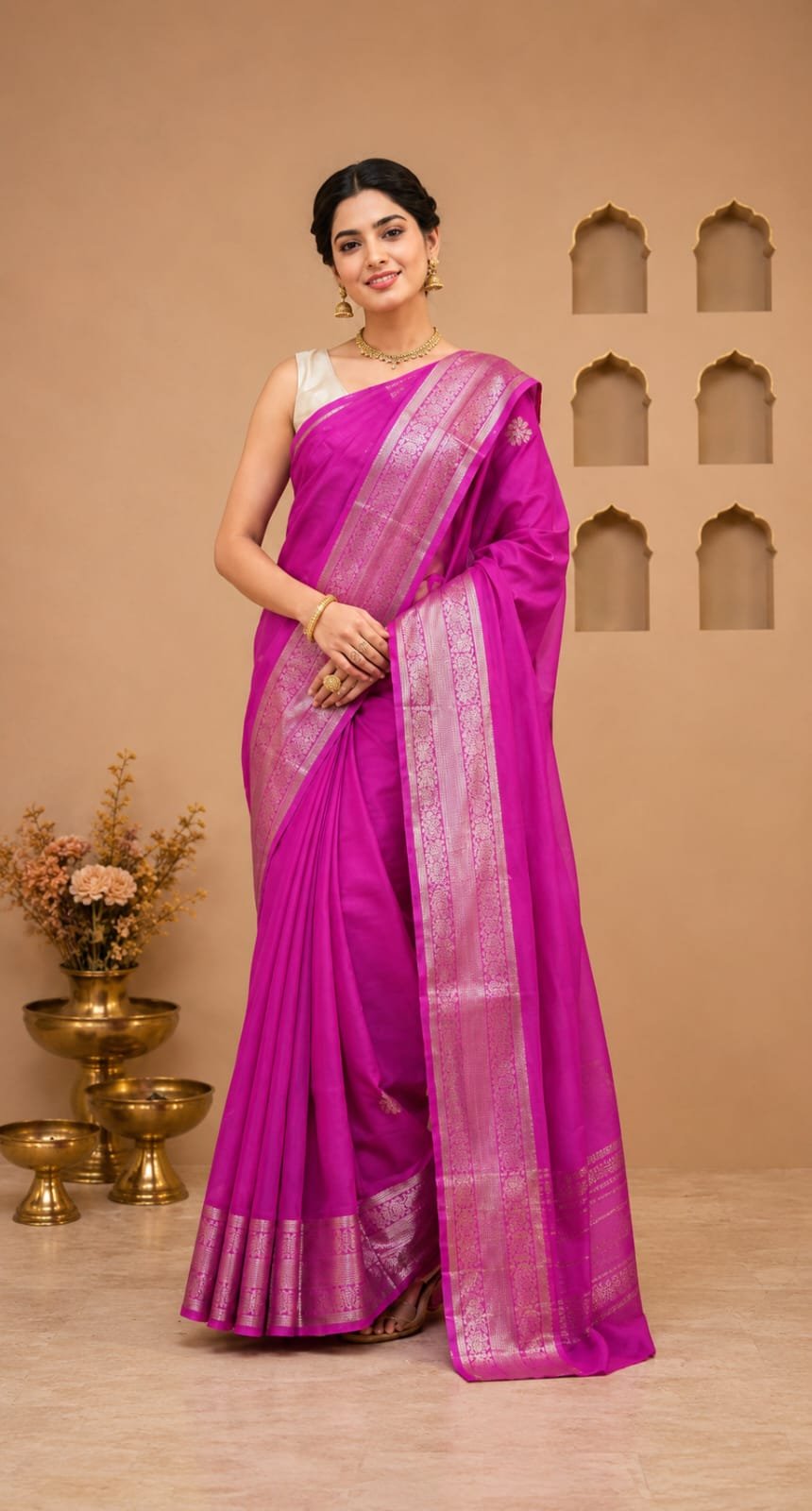 MANGALGIRI SILK KANCHI BORDER BUTTA SAREE