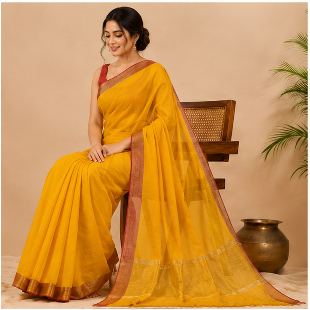 MANGALGIRI / NIZAM BORDER COTTON SAREE - View 2