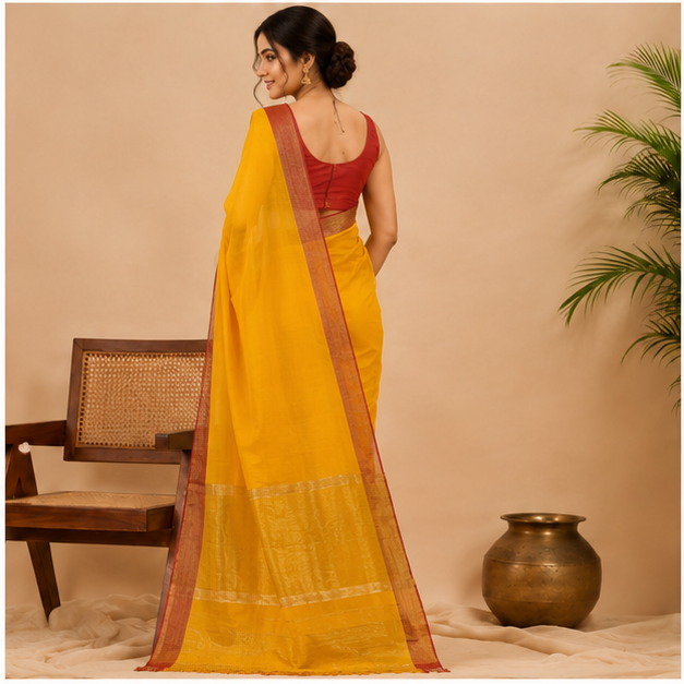 MANGALGIRI / NIZAM BORDER COTTON SAREE - View 3