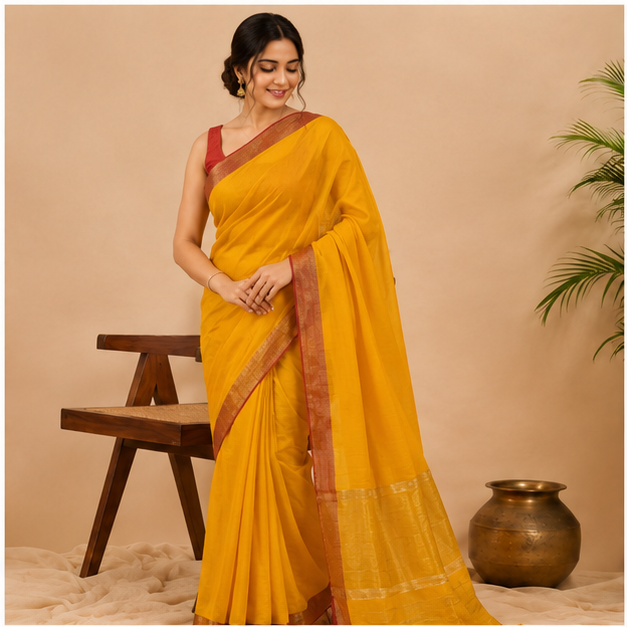 MANGALGIRI / NIZAM BORDER COTTON SAREE - View 4