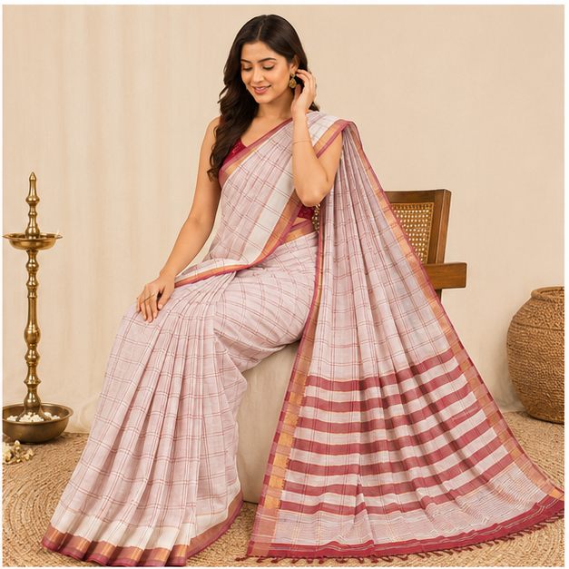 COTTON LINE MISSING CHECK SAREE