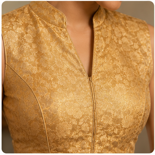 ShreEs Halterneck Brokade Blouse - View 2