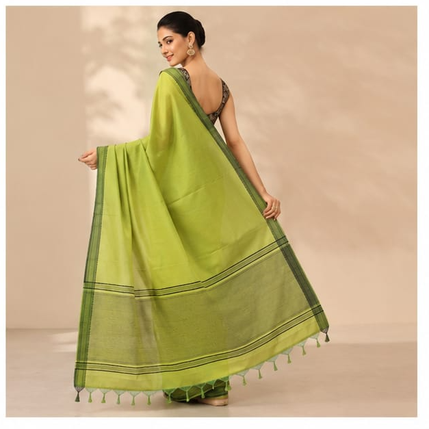 MANGALGIRI NIZAM COTTON BORDER SAREE - View 2