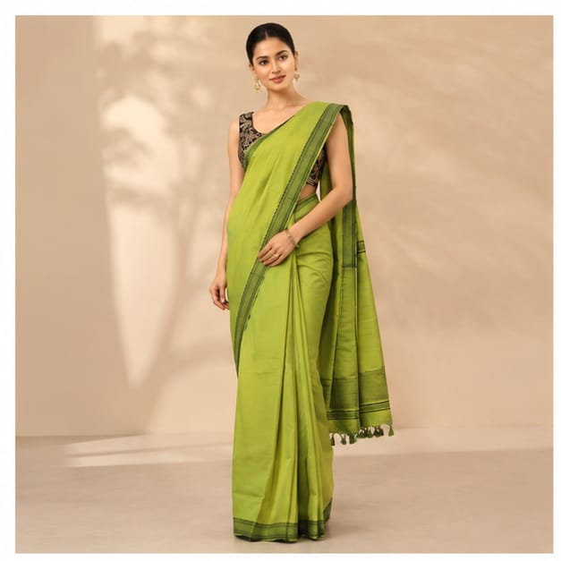 MANGALGIRI NIZAM COTTON BORDER SAREE - View 3