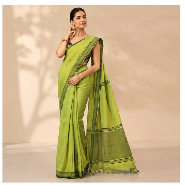 MANGALGIRI NIZAM COTTON BORDER SAREE - View 4
