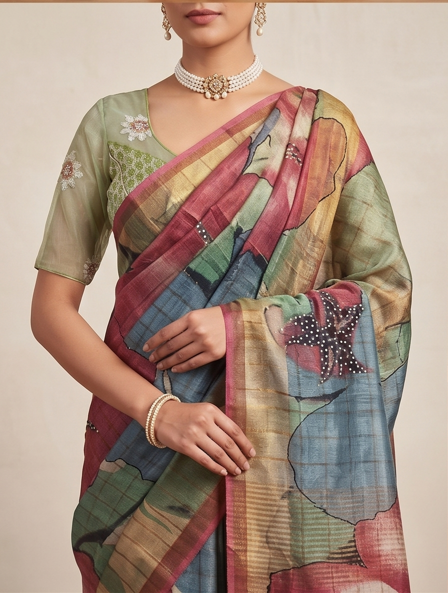 TUSSAR SAREE WITH HANDWORK - View 3