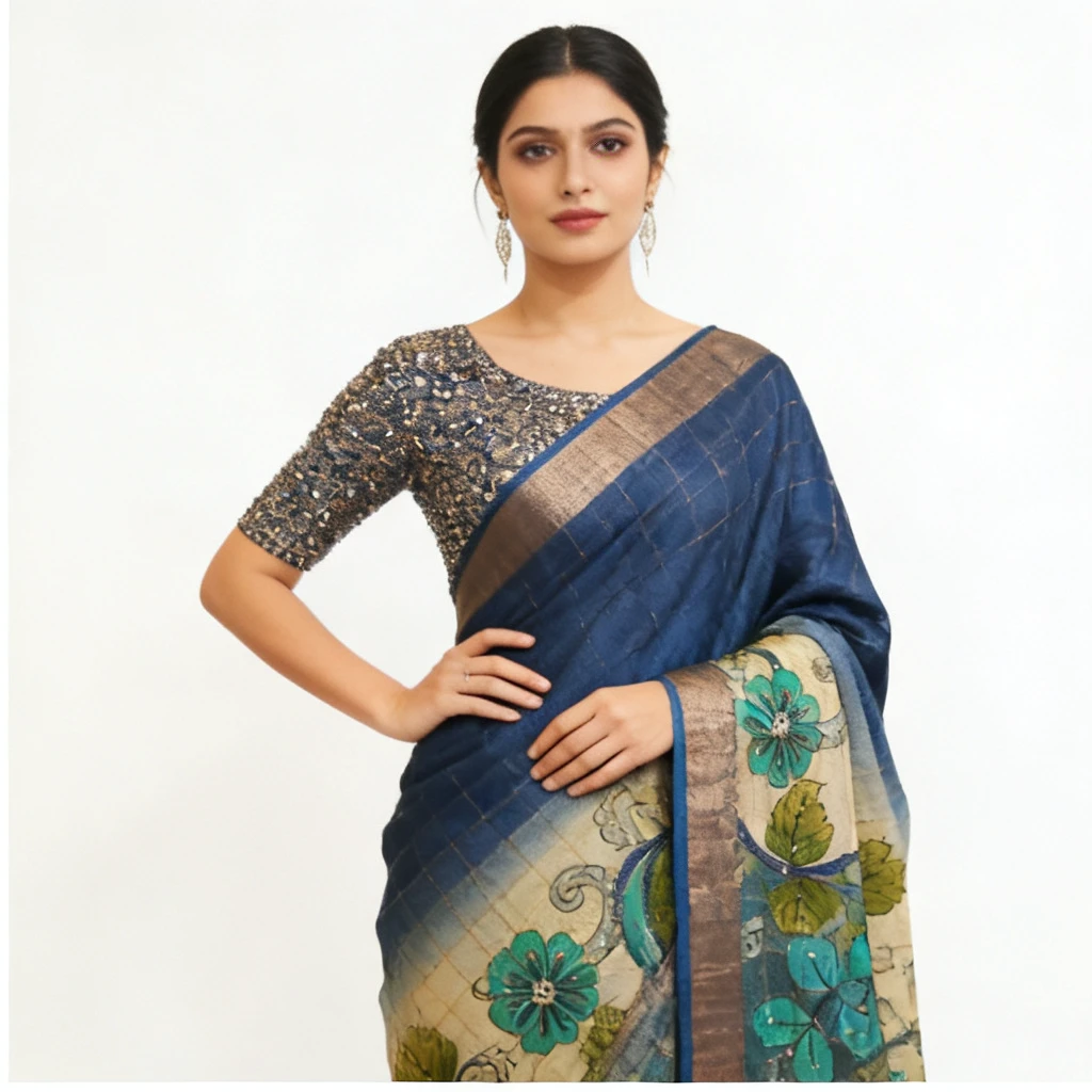 TUSSAR SAREE WITH HANDWORK