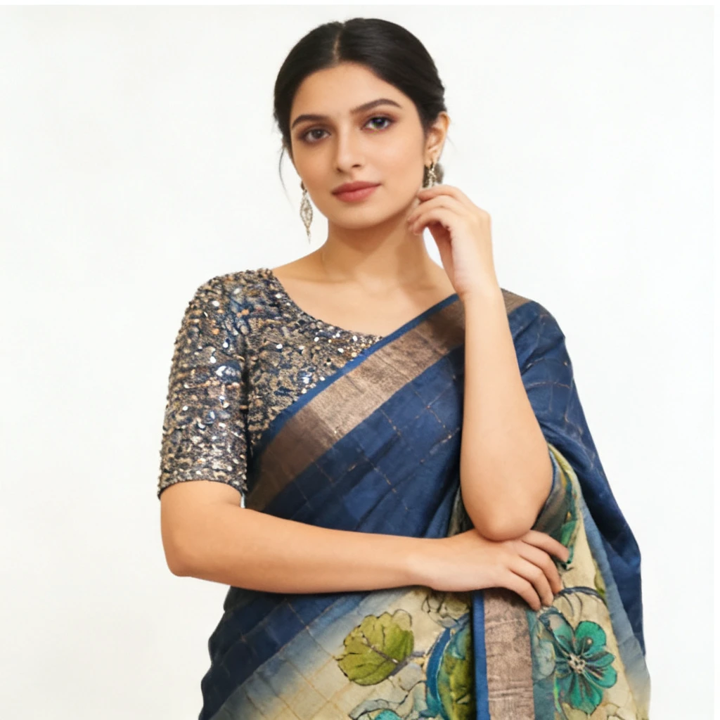 TUSSAR SAREE WITH HANDWORK - View 2