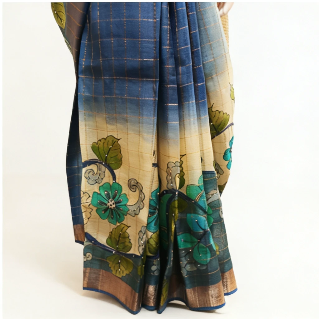 TUSSAR SAREE WITH HANDWORK - View 3