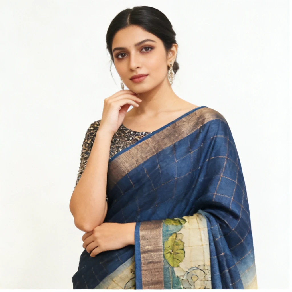 TUSSAR SAREE WITH HANDWORK - View 4