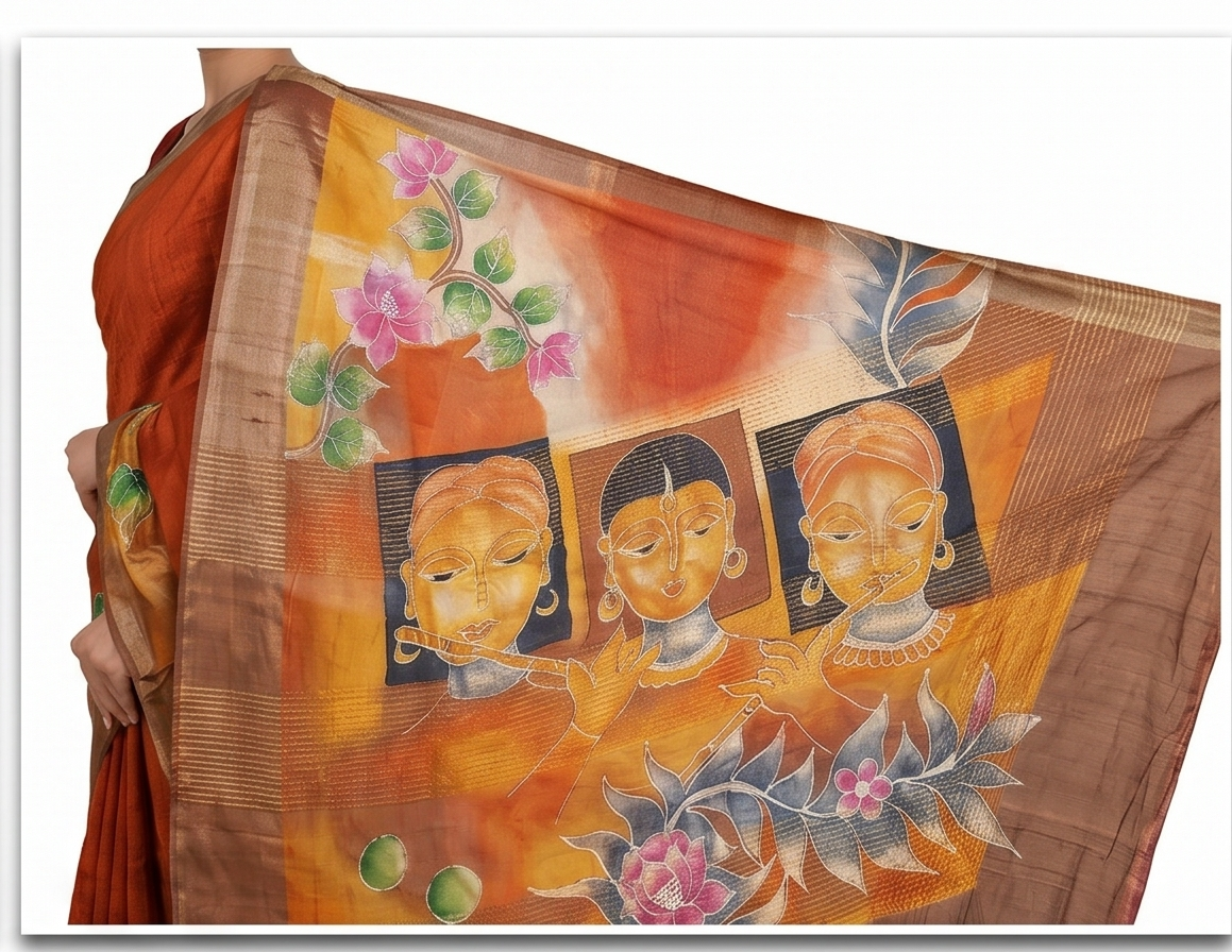 TUSSAR SAREE WITH HANDWORK - View 3