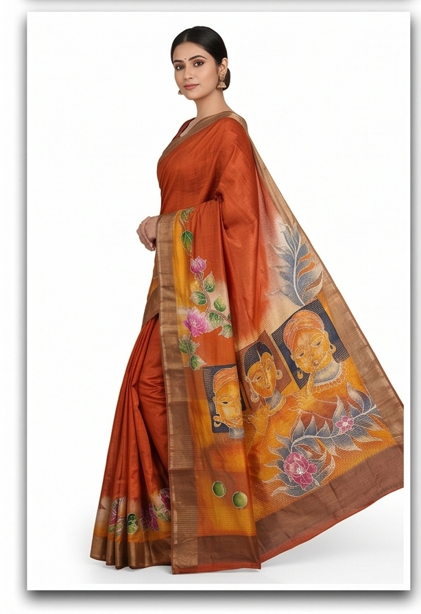 TUSSAR SAREE WITH HANDWORK - View 4
