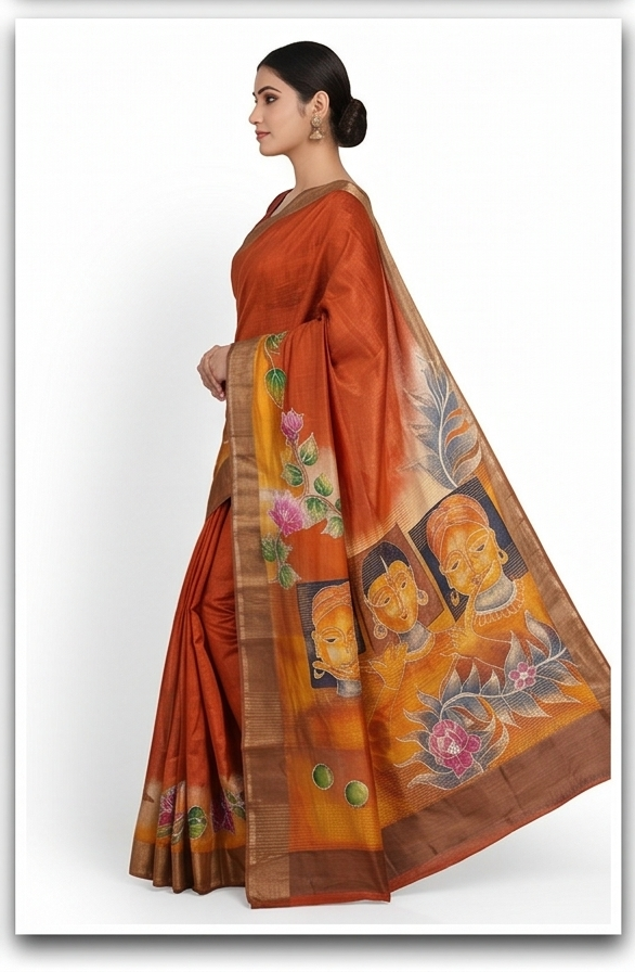 TUSSAR SAREE WITH HANDWORK - View 5