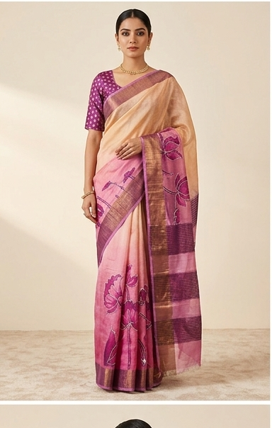 TUSSAR SAREE WITH HANDWORK