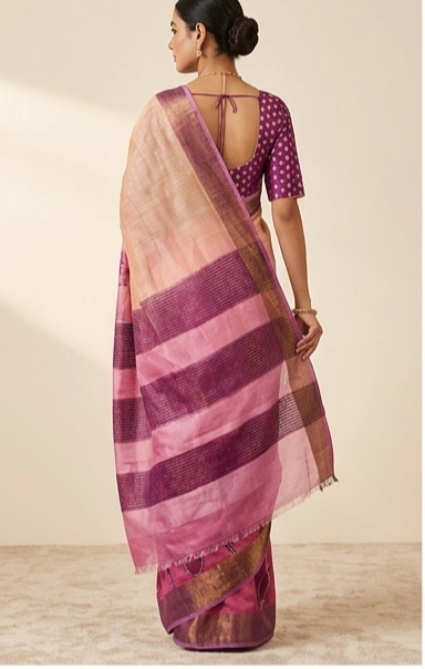 TUSSAR SAREE WITH HANDWORK - View 3