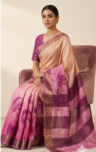 TUSSAR SAREE WITH HANDWORK - View 4