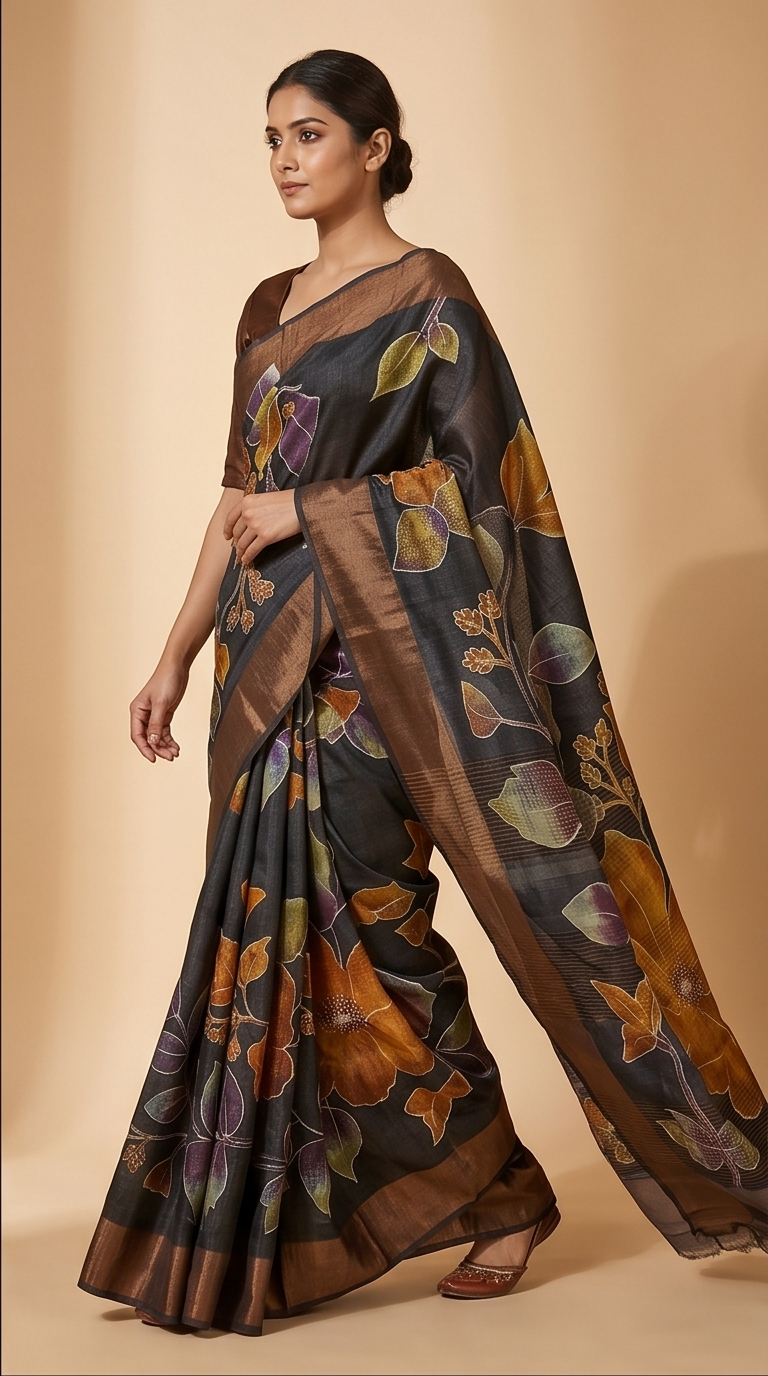 TUSSAR SAREE WITH HANDWORK
