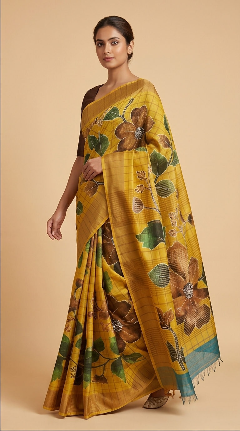 TUSSAR SAREE WITH HANDWORK
