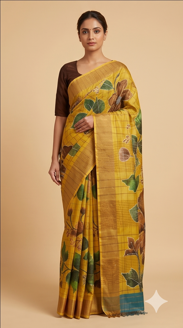 TUSSAR SAREE WITH HANDWORK - View 3