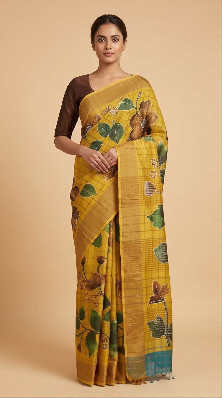 TUSSAR SAREE WITH HANDWORK - View 4