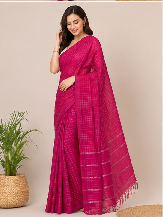 MANGALGIRI ZARI CHECK SAREE