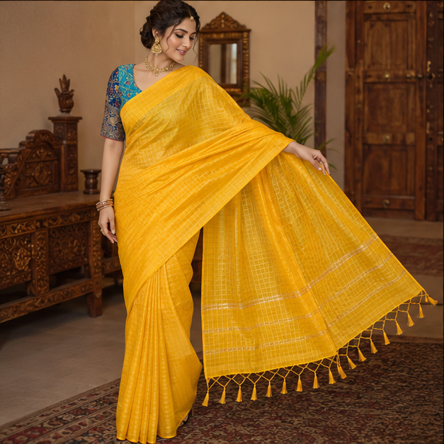 MANGALGIRI ZARI CHECK SAREE - View 11