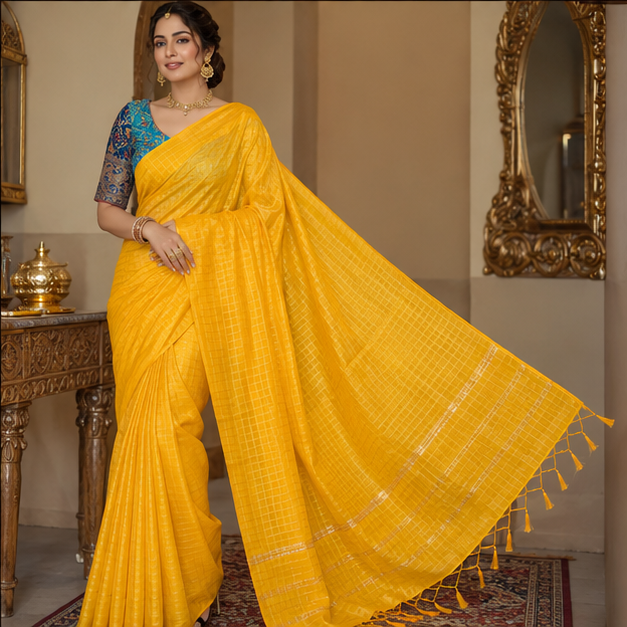 MANGALGIRI ZARI CHECK SAREE - View 12