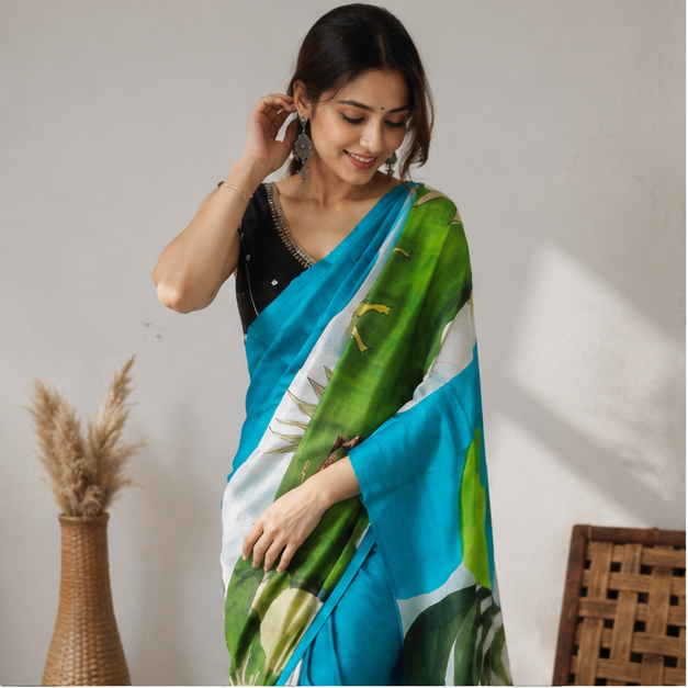 Hand Painted Pure Silk Saree - View 3