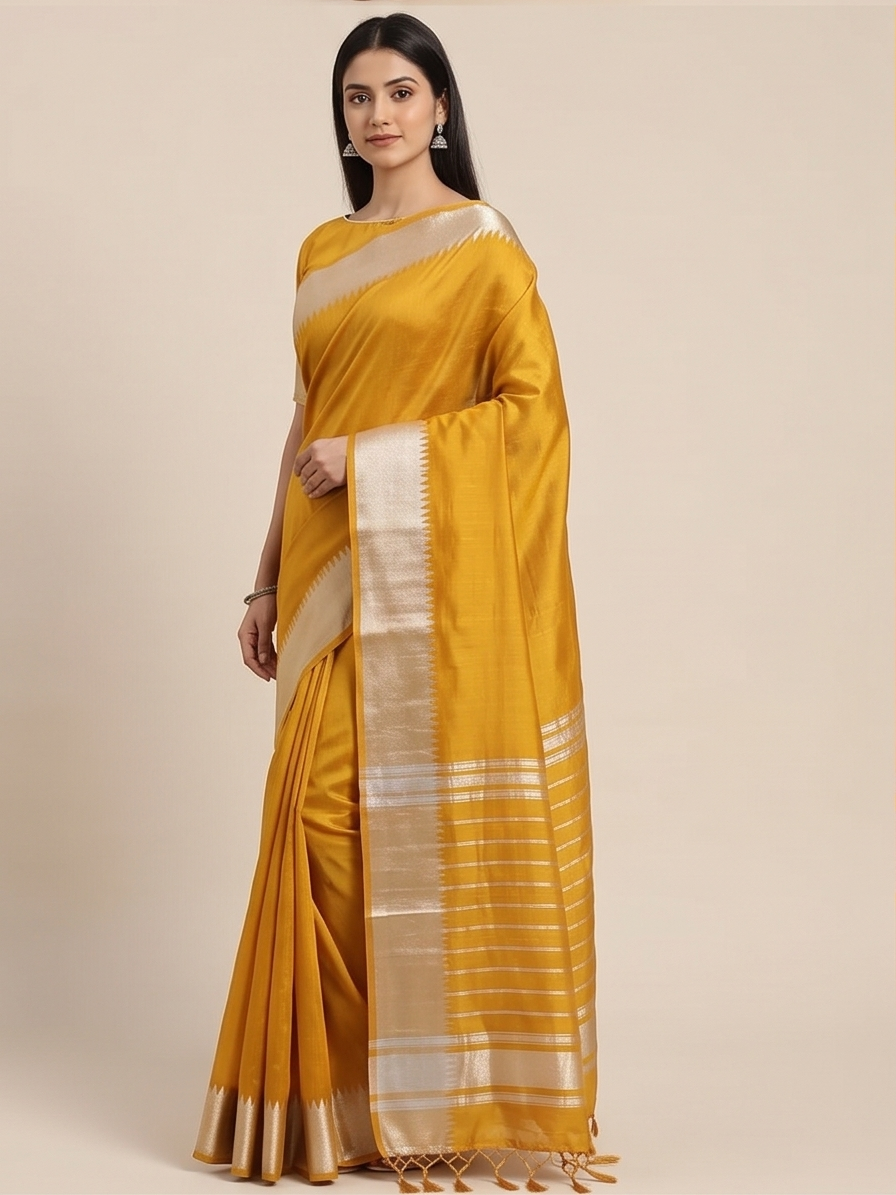 MANGALGIRI PATTU 150K GOLD BORDER SAREE - View 3