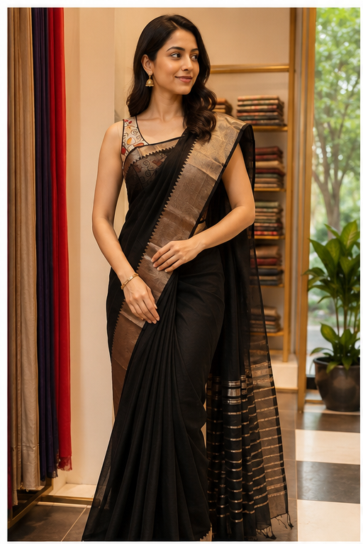 MANGALGIRI PATTU 150K GOLD BORDER SAREE - View 10