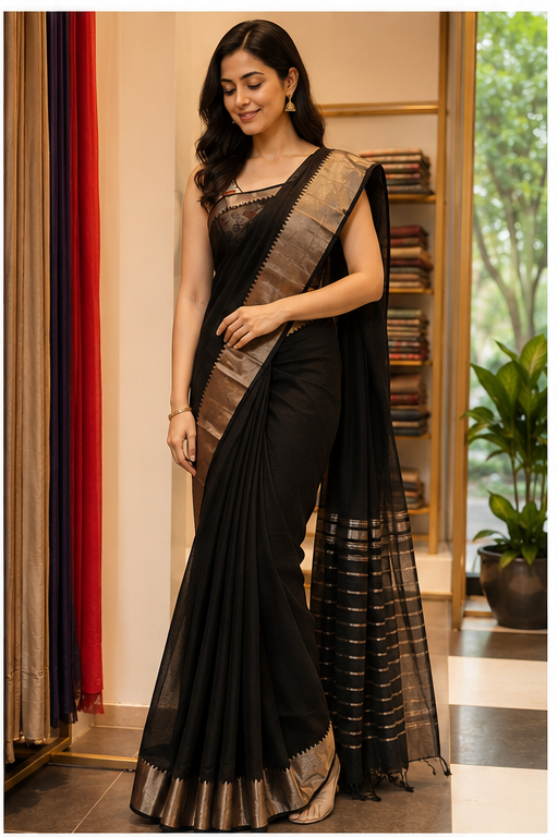 MANGALGIRI PATTU 150K GOLD BORDER SAREE - View 11