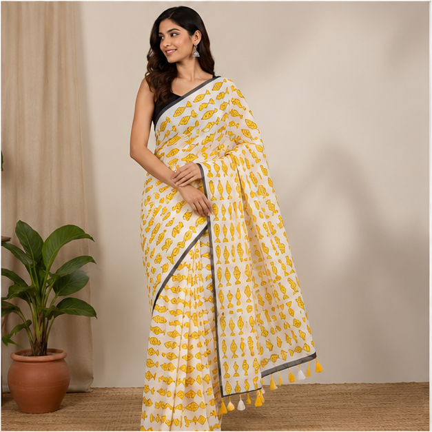 MOL PRINT COTTON SAREE - View 2