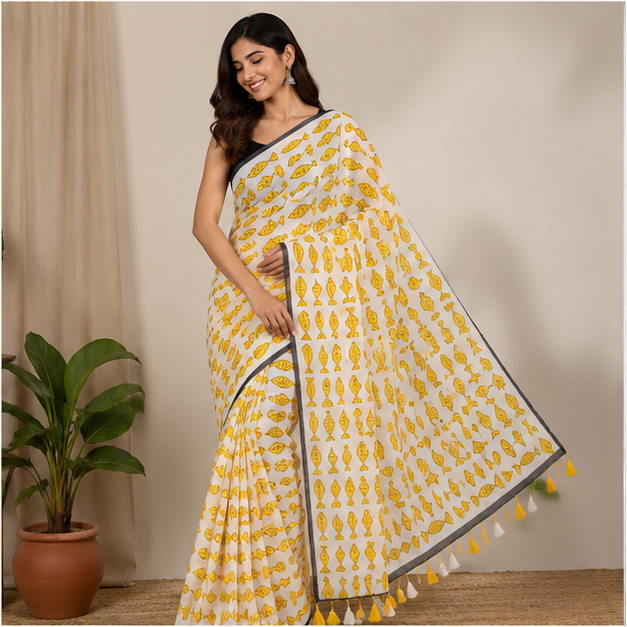 MOL PRINT COTTON SAREE - View 4