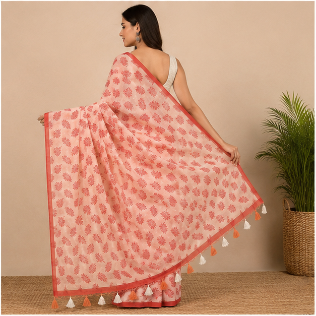 MOL PRINT COTTON SAREE - View 2