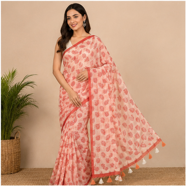 MOL PRINT COTTON SAREE - View 3
