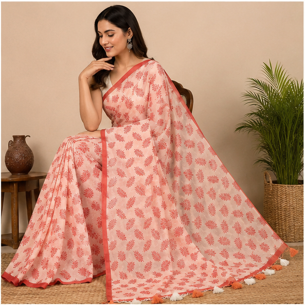 MOL PRINT COTTON SAREE - View 4