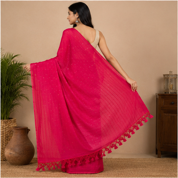 COTTON JONAKI SAREE - View 3