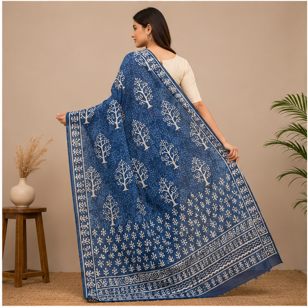 JAIPUR HANDBLOCK COTTON SAREE - View 2