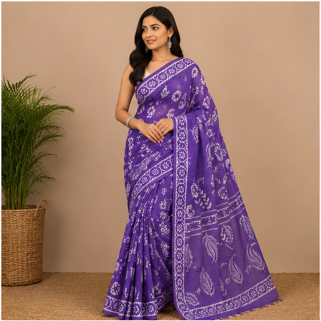 JAIPUR HANDBLOCK COTTON SAREE - View 2