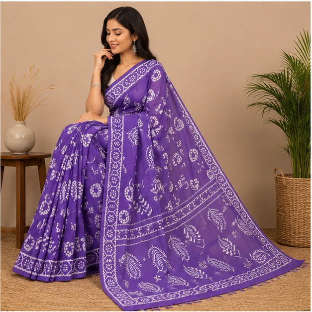 JAIPUR HANDBLOCK COTTON SAREE - View 3
