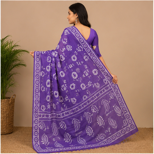 JAIPUR HANDBLOCK COTTON SAREE - View 4